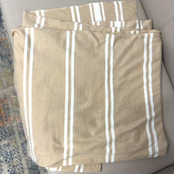 Seed Heritage Women’s Poncho Scarf Kaftan Wrap, Acrylic, Cream And White striped - Picture 4 of 4